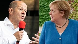 SPD lideri Olaf Scholz (sol), Almanya Başbakanı Angela Merkel