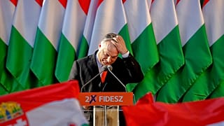 Viktor Orban à Szekesfehervar, Hongrie, le 6 avril 2018
