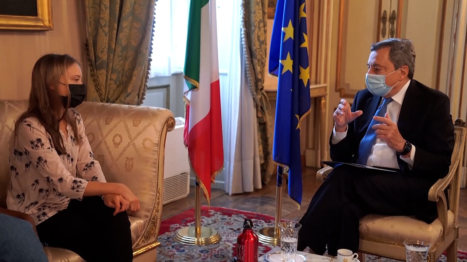 Aktivist Greta Thunberg ile İtalyan Başbakan Mario Draghi