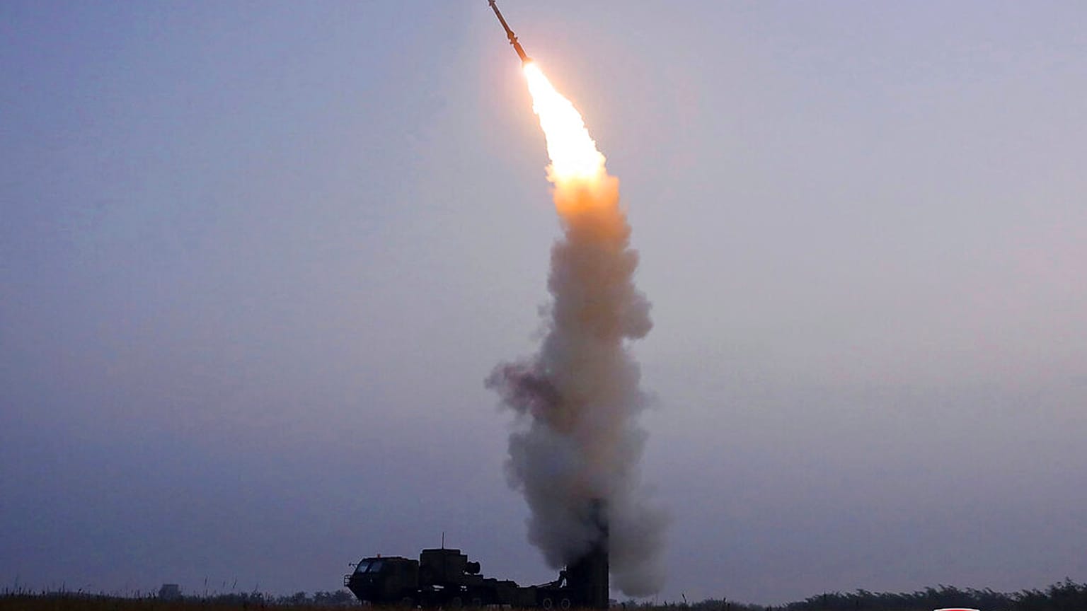 This photo provided on Oct. 1, 2021, by the North Korean government shows what North Korea claims to be the test firing of a newly developed anti-aircraft missile.