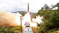a missile test firing launched from a train on Sept. 15, 2021