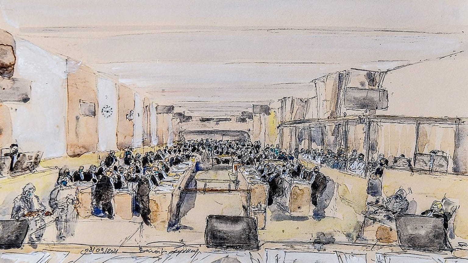 La salle d'audience dédiée au procès des attentats du 13 novembre au sein du Palais de justice de Paris