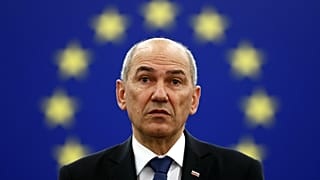 Slovenian Prime Minister Janez Jansa attends the presentation of the Slovenian Presidency in July.
