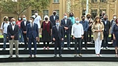 Miembros del Gobierno catalán y del independentismo en un acto homenaje por el 1-O