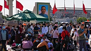 Nemzeti ünnep a pekingi Tienanmen téren 2021. október 1-én (illusztráció)