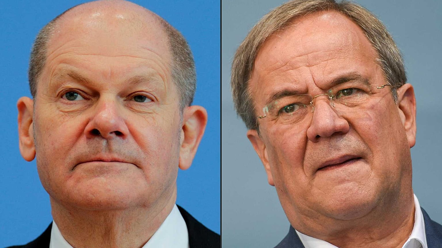 SPD adayı Olaf Scholz (solda), CDU-CSU adayı Armin Laschet