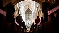 A mass in the Cathedral of Lucon, western France, on March 14, 2021, organised after a ceremony in tribute to child victims of sexual abuse by priests.