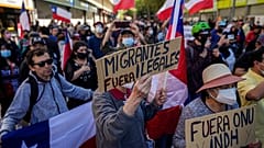 Manifestación antiinmigración en Santiago de Chile