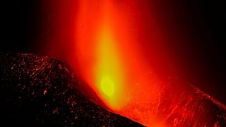 The Cumbre Vieja volcano continues to erupt on the Canary Island of La Palma, as seen from El Paso, Spain, October 4, 2021