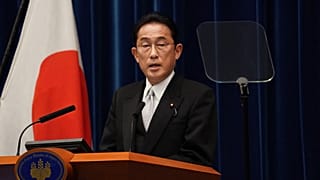 Japan's new Prime Minister Fumio Kishida speaks during a news conference at the prime minister's official residence in Tokyo on October 4, 2021.