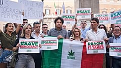 Demonstration in favour of a referendum on the legalisation of cannabis 