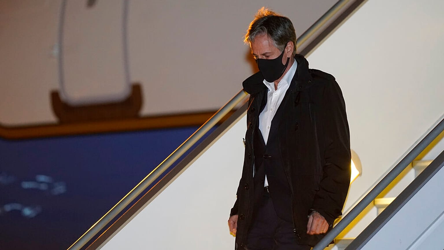 El secretario de Estado de EEUU, Anthony Blinken a su llegada al aeropuerto parisino de Le Bourget, Francia 4/10/21