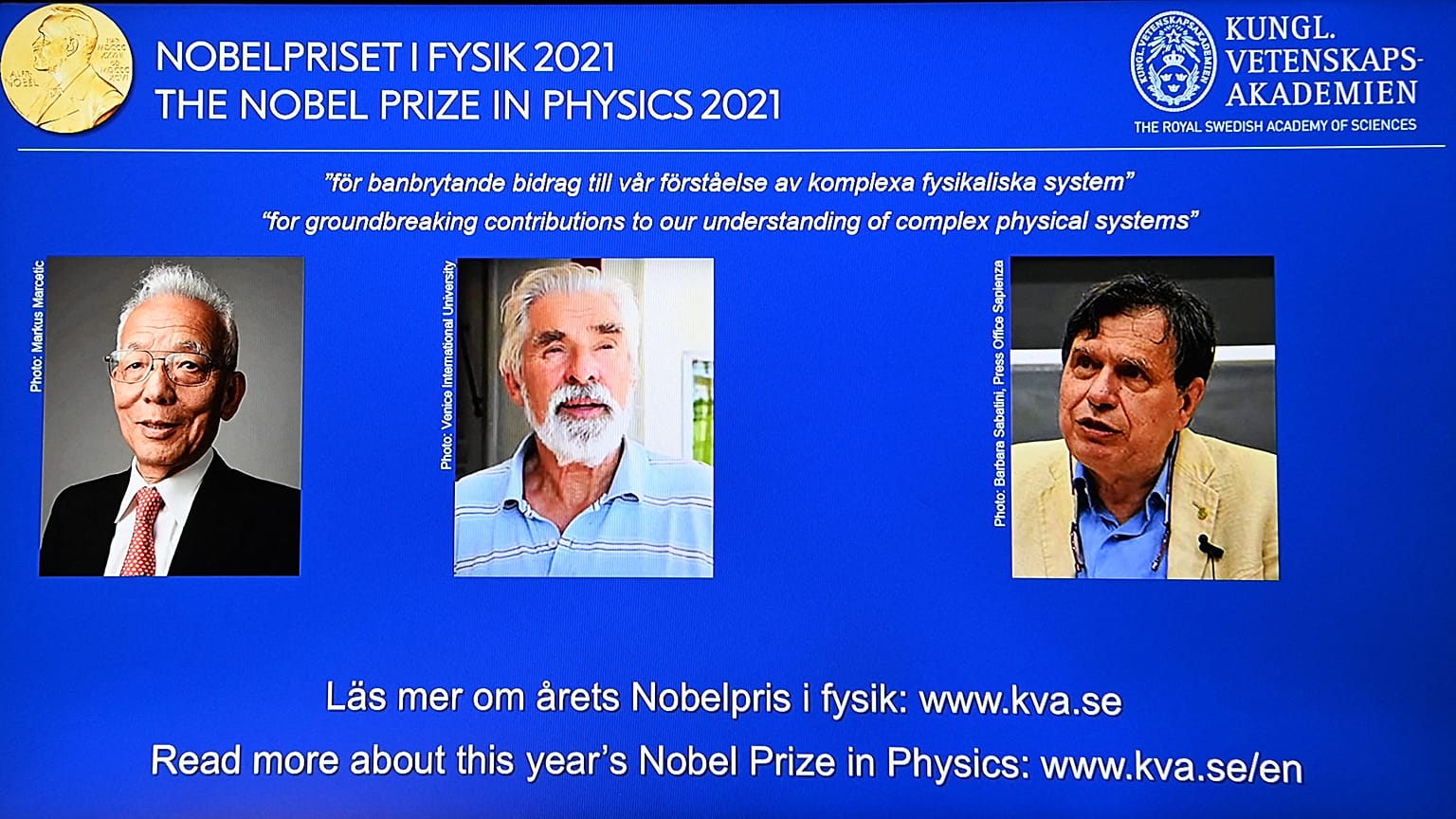 Nobel Fizik Ödülü'nü, üç bilim insanı Syukuro Manabe (solda), Klaus Hasselmann (ortada) ve Giorgio Parisi kazandı.