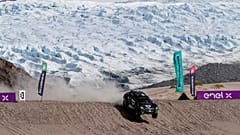 One of the cars taking part in the inaugural Arctic X-Prix, with Russell Glacier in the background. This was the first ever motorsport race to take place in Greenland.