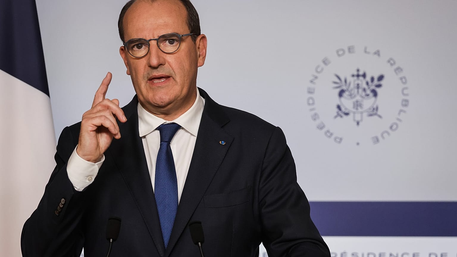 French Prime Minister Jean Castex at the Elysee Presidential Palace, Sept. 8, 2021, in Paris.