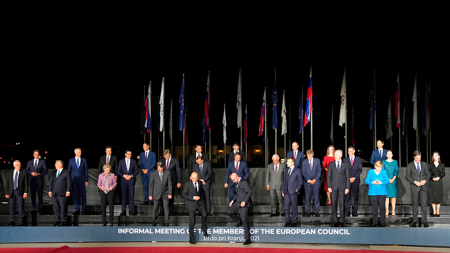 Photo de famille des dirigeants européens, au château de Brdo, en Slovénie, 5 octobre 2021