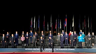 Photo de famille des dirigeants européens, au château de Brdo, en Slovénie, 5 octobre 2021