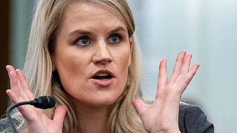 Former Facebook employee Frances Haugen speaks during a hearing of a Senate Subcommittee on Capitol Hill, Tuesday, Oct. 5, 2021, in Washington. 