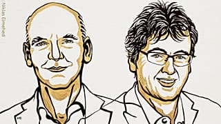 Caricaturas de Benjamin List (Izquierda) y David W.C. MacMillan (derecha)