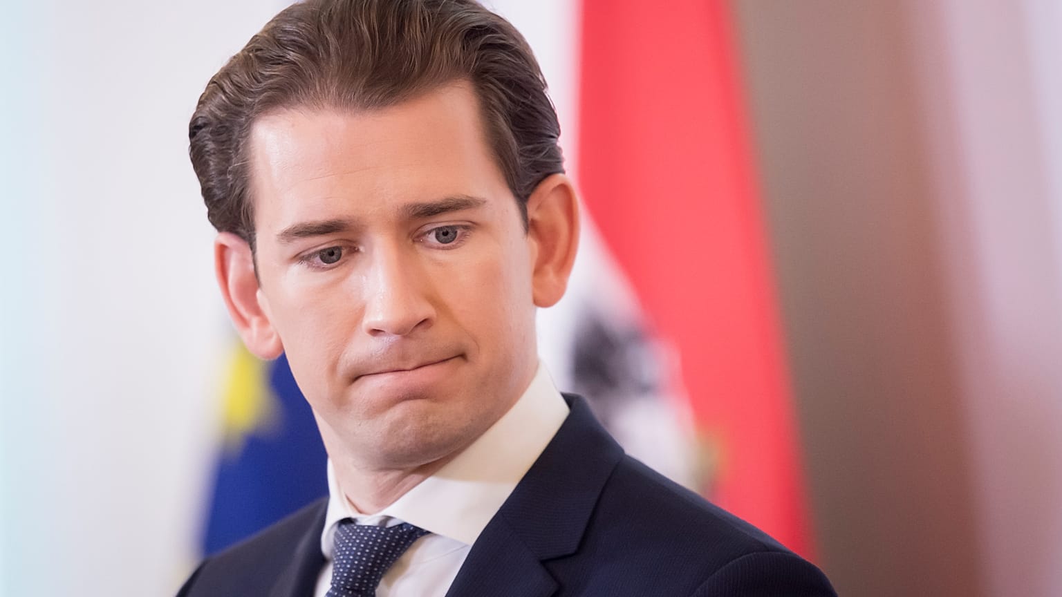 Sebastian Kurz osztrák kancellár bécsi sajtóértekezletén 2020. július 21-én.