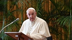 Pope Francis speaks at the Vatican.