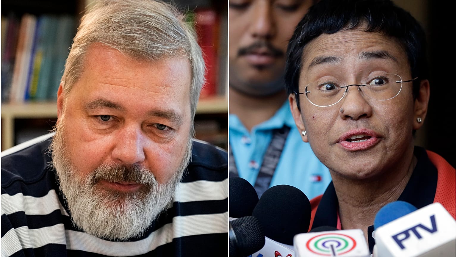 Los periodistas galardonados con el Premio Nobel de la Paz 2021, Maria Ressa y Dmitry Muratov. 