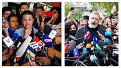 Maria Ressa (Manille, Philippines, le 14/02/2019) et Dmitri Muratov (Moscou, Russie, le 08/10/2021)
