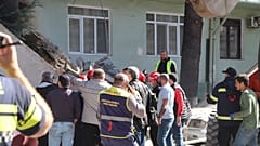 Emergency services were working to free anyone trapped under the rubble.