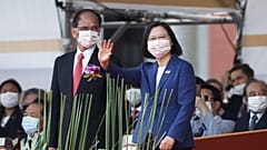 Taiwan's President Tsai Ing-wen, right, and Yu Shyi-kun, speaker of the Legislative Yuan during National Day celebrations in Taipei, Taiwan, Oct. 10, 2021. 