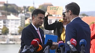 Márki-Zay Péter, Hódmezővásárhely polgármestere és Karácsony Gergely budapesti főpolgármester a Kossuth téren