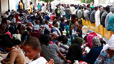Sit-in de réfugiés africains devant le bureau local du Haut Commissariat des Nations Unies pour les réfugiés (HCR), Tripoli (Libye), le 09/10/2021