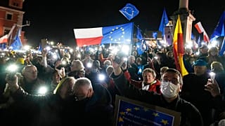 Manifestation pro-européenne ce dimanche à Varsovie (Pologne), le 10/10/2021