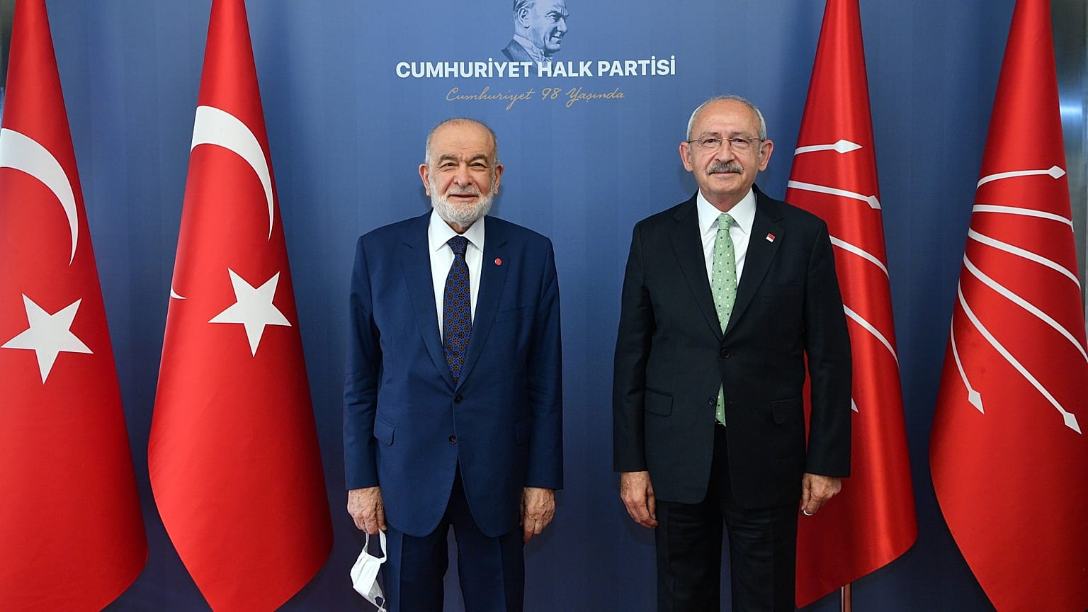 Saadet Partisi lideri Karamollaoğlu ve CHP lideri Kılıçdaroğlu 