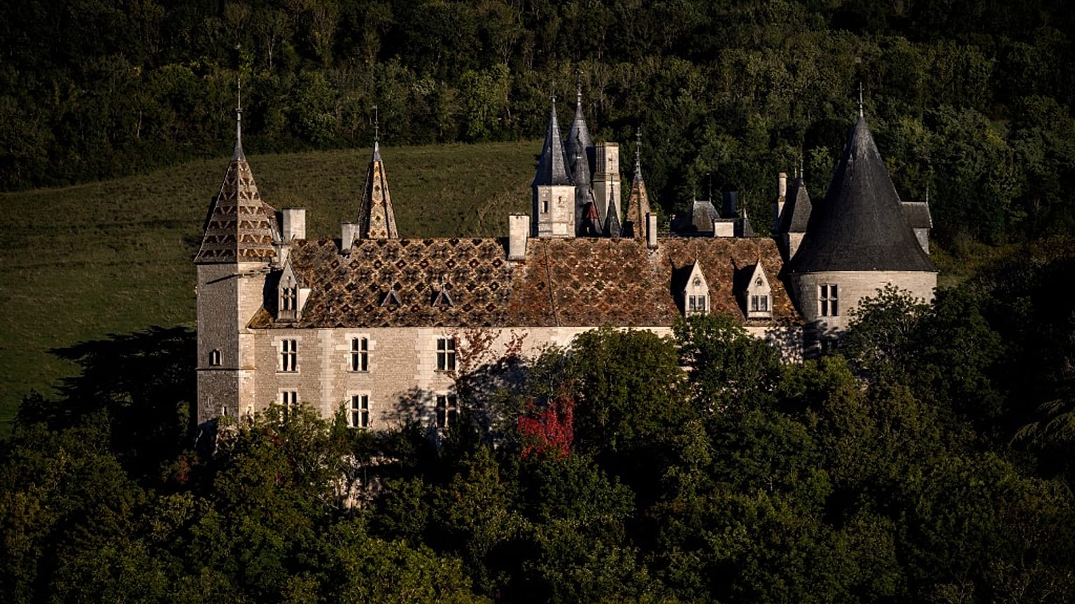 This photograph taken in La Rochepot, Burgundy, eastern France, on October 8, 2021, shows the Chateau de La Rochepot, a 12th-century feudal castle.
