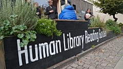 People publish their stories at a Human Library event in Copenhagen. 