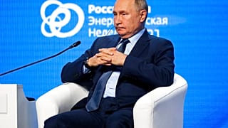 Vlagyimir Putyin a moszkvai energiahéten 2021. október 13-án