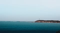 The unique island is surrounded by by the sea. 