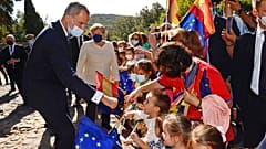 König Felipe mit Angela Merkel im spanischen Yuste