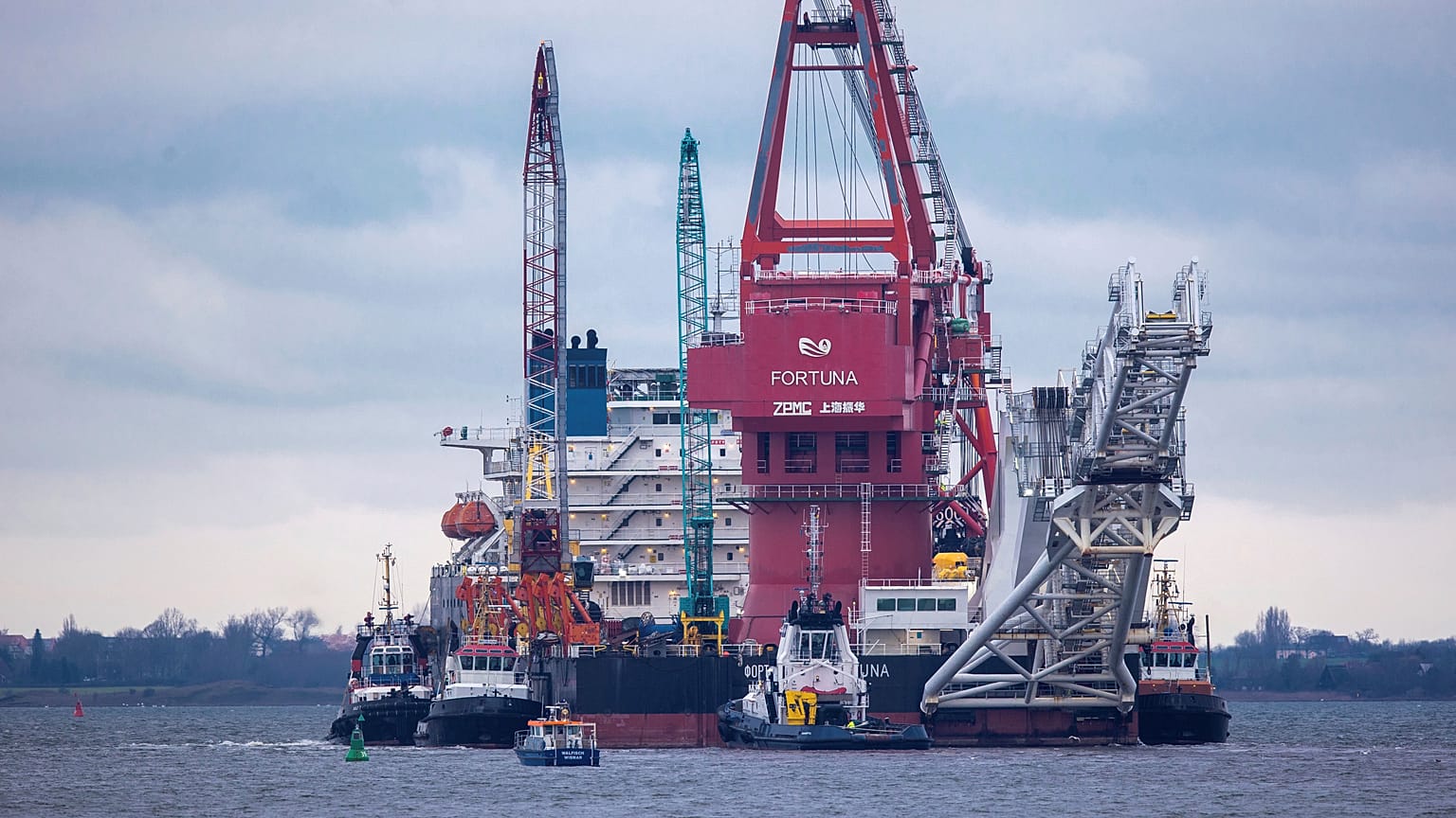 Russian pipe-laying vessel "Fortuna" in the port of Wismar, Germany