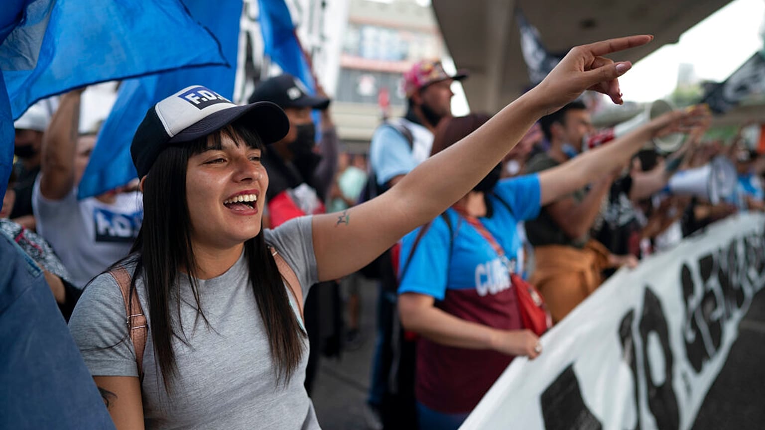 Manifestantes en Buenos Aires, Argentina