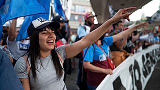Manifestantes en Buenos Aires, Argentina