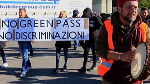 Protest against green pass in Italy