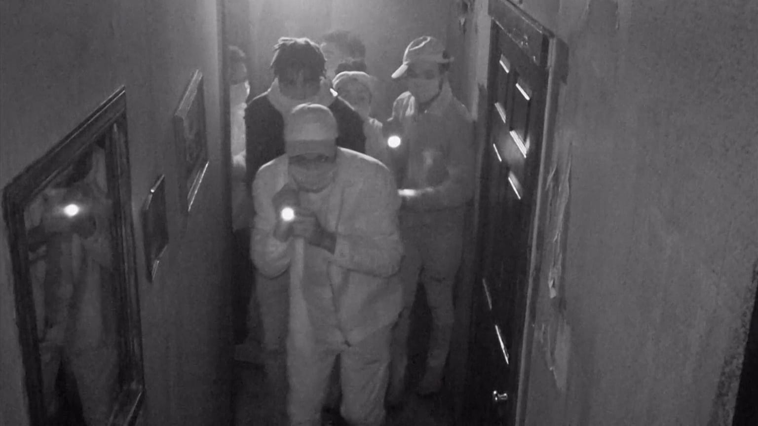 Guests visiting the Scarehouse haunted house.