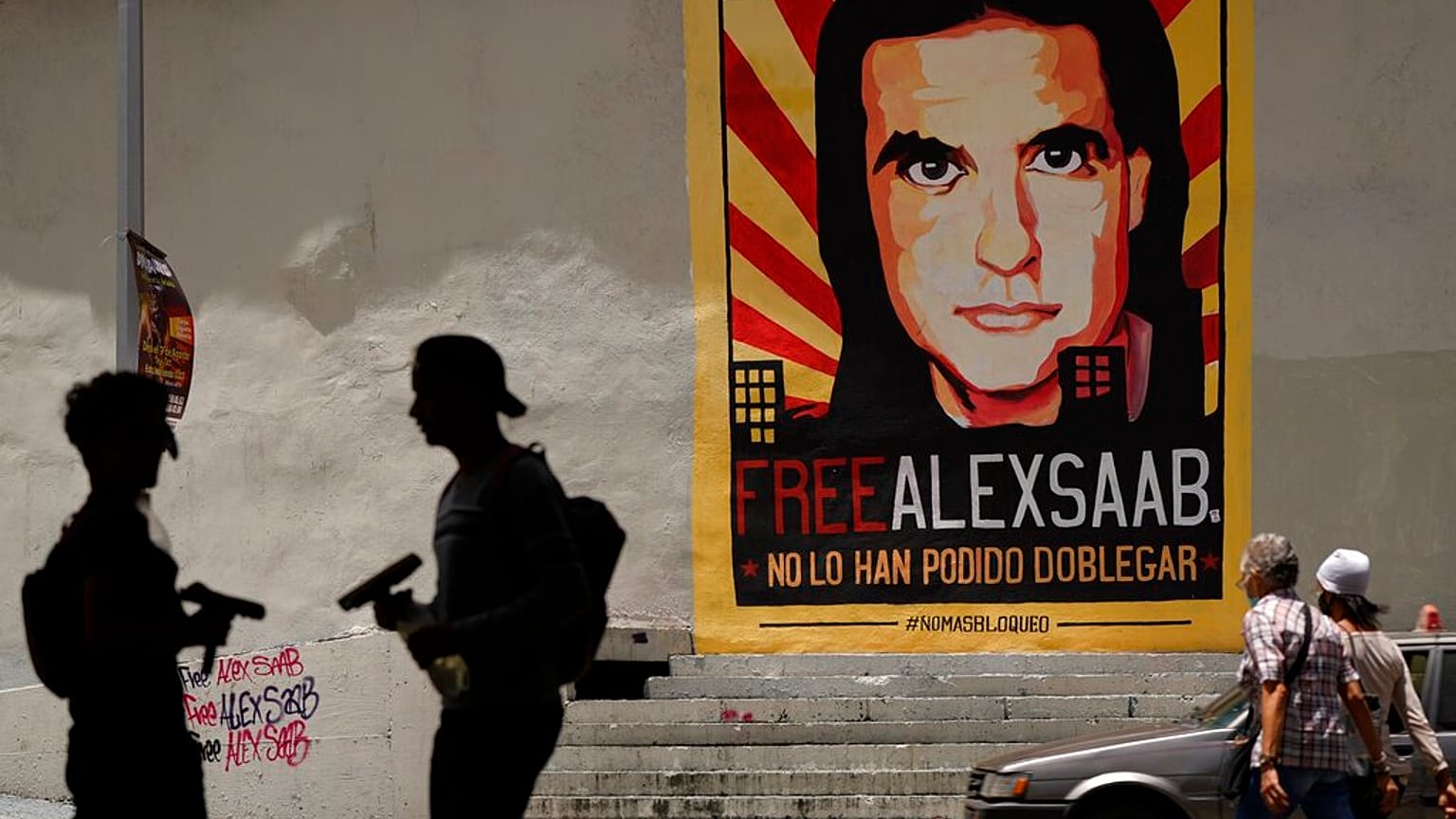 Un cartel en las calles de Caracas (Venezuela) pide la liberación de Álex Saab (Archivo)