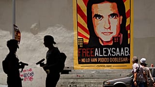 Un cartel en las calles de Caracas (Venezuela) pide la liberación de Álex Saab (Archivo)