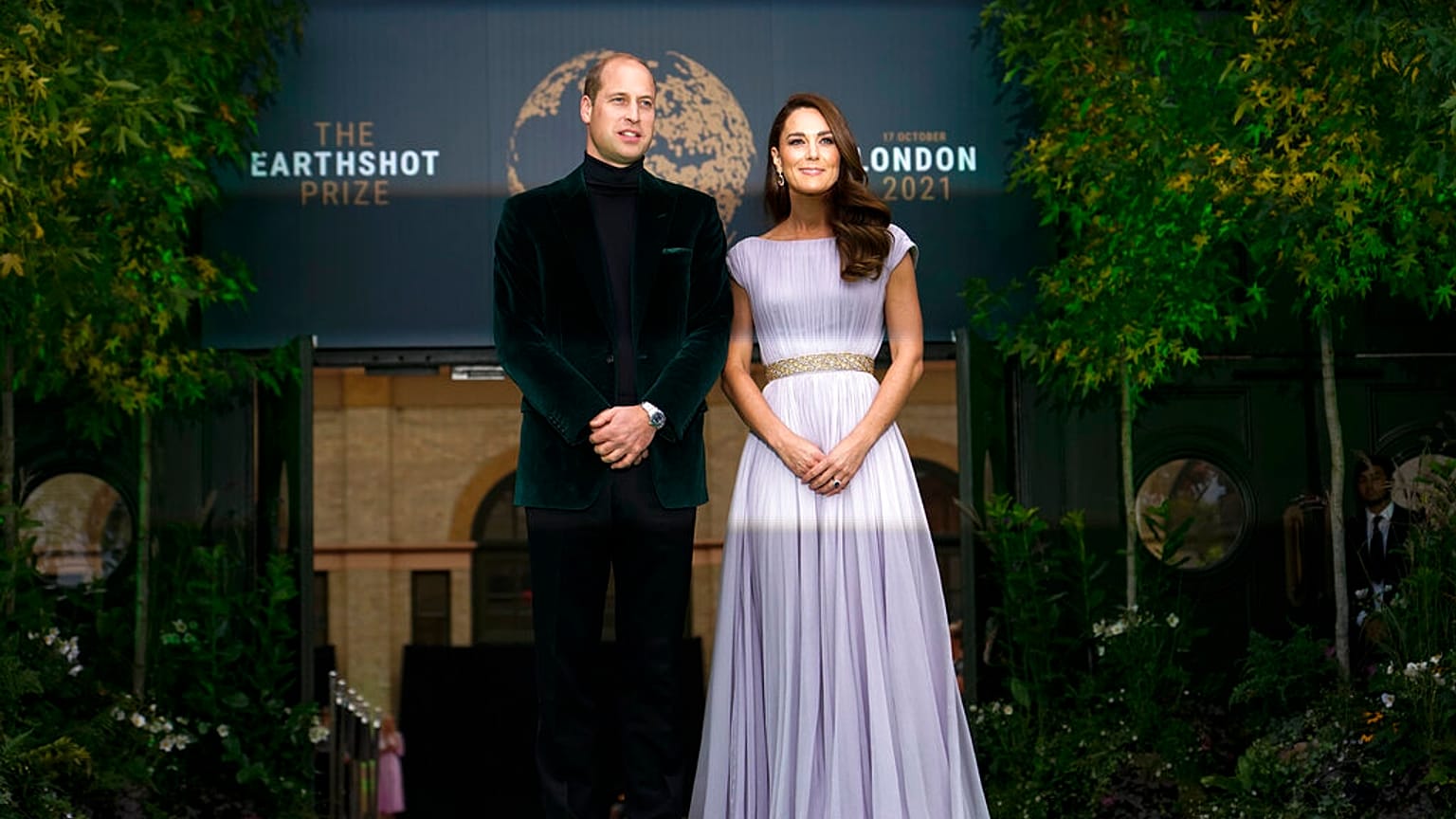 Britain's Prince William and Kate, Duchess of Cambridge attend the first ever Earthshot Prize Awards Ceremony at Alexandra Palace in London on Sunday Oct. 17, 2021. 