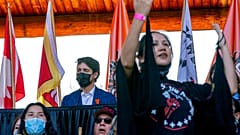 Justin Trudeau lors de sa visite à Kamloops (Canada) le 18 octobre 2021