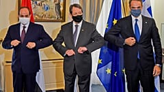 Οι ηγέτες Ελλάδας, Κύπρου και Αιγύπτου από τη συνάντησή τους στην Λευκωσία τον Οκτώβριο του 2020