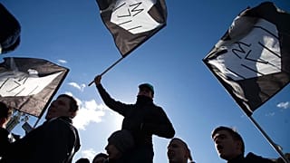 Сторонники "Мужского государства" на акции в Москве в 2017 году.