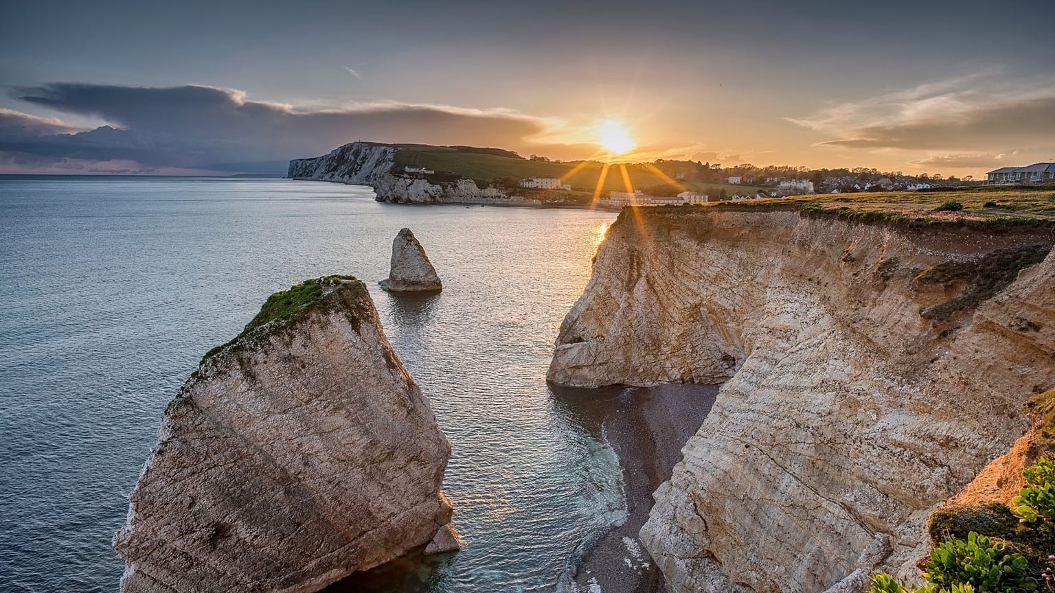 Sunset over Freshwater Bay, Isle of Wight, England